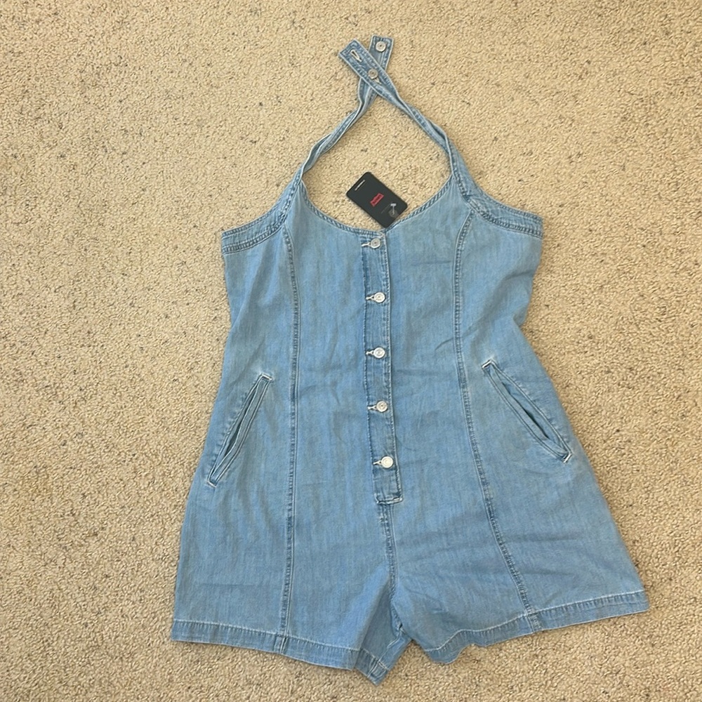 NWT Levi’s Denim Shorts Romper - Picture 1 of 5